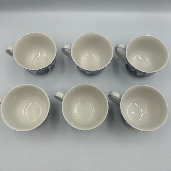 EUC! Vintage Johnson Brothers Blue Willow Teacups Set of 6 - Picture 5 of 8